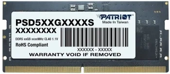 Память DDR5 8Gb 4800MHz Patriot PSD58G480041S RTL PC5-38400 CL40 SO-DIMM 260-pin 1.1В