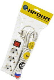 КРОНА КБ335005-Б РС-3/зем+выкл (У16-001УХЛ4) 5м (ПВС 3х0,75) BL1, Сетевой удлинитель