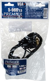 5-966 L=1.50М, 5-966, Шнур VGA HD 15pin "шт"-HD 15pin "шт",D=8.2мм с ферр., L=1.50м