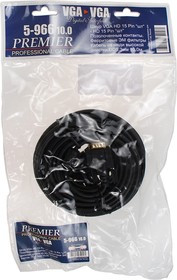 5-966 L=10.00М, 5-966, Шнур VGA HD 15pin "шт"-HD 15pin "шт",D=8.2мм с ферр., L=10.00м