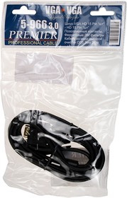 5-966 L=3.00М, 5-966, Шнур VGA HD 15pin "шт"-HD 15pin "шт",D=8.2мм с ферр., L=3.00м