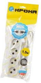 КРОНА КБ4121,5-Б РС-4 (У10-0001УХЛ4) 1,5м (ШВВП 2х0,75) BL1, Сетевой удлинитель