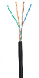 Кабель NETLAN U/UTP 4 пары, Кат.5e (Класс D), 100МГц, одножильный, BC (чистая медь), внешний, PE до -40C, черный, 100м