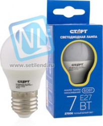 LED-Sphere-E27-7W27, Лампа светодиодная "шар" 7Вт, 220B, матовая