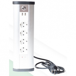 Блок розеточный управляемый (WI-FI), 4х2К+З, 2-USB (45х45), алюминий