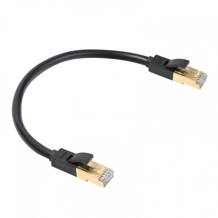GCR-LNC701-0.3m, Патч-корд PROF кат.7 ethernet 0.3m F/FTP, RJ45, CU, 28 AWG, литой, прямой , черный, экранированные