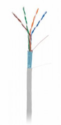 Кабель NETLAN F/UTP 4 пары, Кат.5e (Класс D), 100МГц, одножильный, BC (чистая медь), внутренний, PVC нг(B), серый, 100м