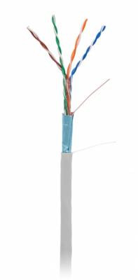 Кабель NETLAN F/UTP 4 пары, Кат.5e (Класс D), 100МГц, одножильный, BC (чистая медь), внутренний, PVC нг(B), серый, 100м