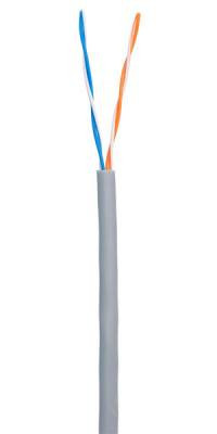 Кабель NETLAN U/UTP 2 пары, Кат.5 (Класс D), 100МГц, одножильный, BC (чистая медь), внутренний, PVC нг(B), серый, 305м