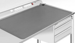 VKG KH ESD 6090, Комплект антистатический (коврик, 2 кнопки 10 мм, гарнитура заземления коврик-земля) серый