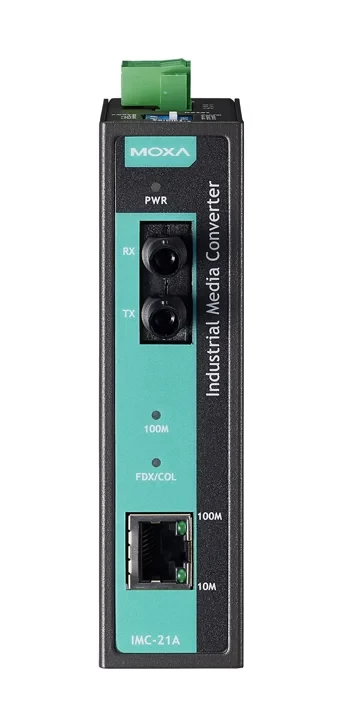 IMC-21A-M-ST Медиаконвертер Ethernet 10/100BaseTX в 100BaseFX (многомодовое оптоволокно) в металлическом корпусе MOXA