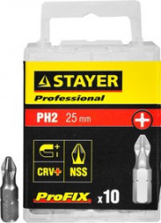 26201-2-25-10_z01, Биты STAYER "PROFESSIONAL" ProFix Phillips, тип хвостовика C 1/4", № 2, L=25мм, 10шт