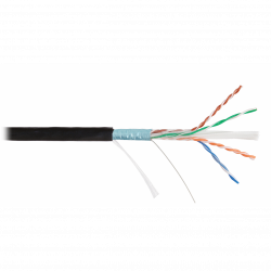 Кабель NIKOLAN F/UTP 4 пары, Кат.5e (Класс D), тест по ISO/IEC, 100МГц, одножильный, BC (чистая медь), 24AWG (0,50мм), внешний, PE до -60С, 305
