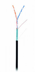 Кабель NETLAN F/UTP 2 пары, Кат.5 (Класс D), 100МГц, одножильный, BC (чистая медь), внешний, PE до -40C, черный, 305м