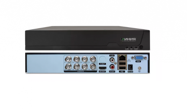 Мультиформатный видеорегистратор Линия XVR 8N H265-N для аналоговых и IP-видеокамер. Количество каналов: видео - 4, 1HDD объемом до 14Тб, H.265