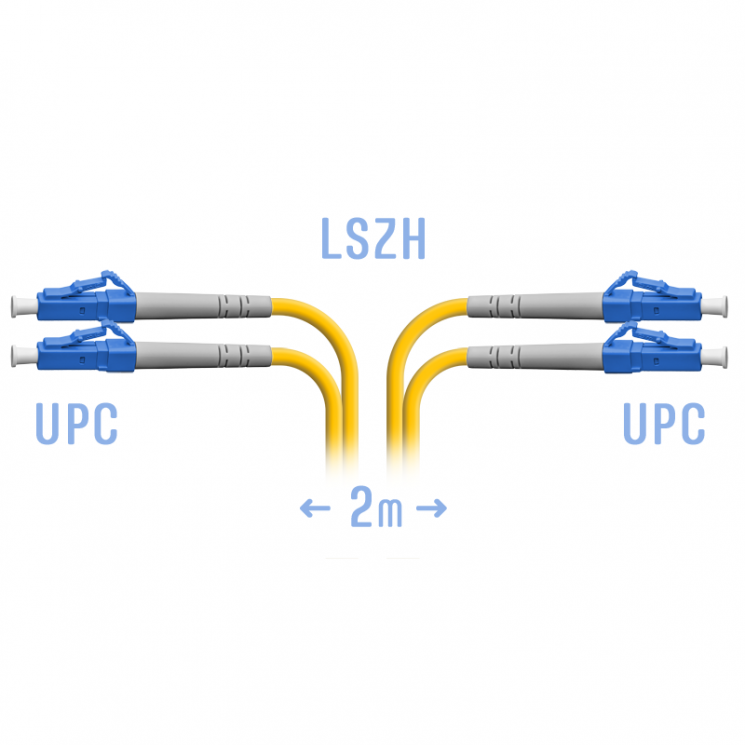 Патчкорд оптический LC/UPC SM Duplex 2 метра