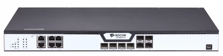 OLT BDCOM GP3600-04L-2AC с 4 портами GPON (SFP), 4 комбо-портами, 4хSFP, 4 SFP+, 2 БП АC