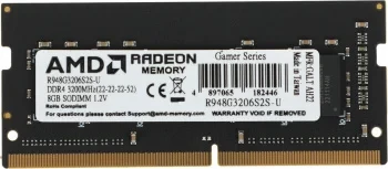 Память DDR4 8Gb 3200MHz AMD R948G3206S2S-U Radeon R9 Gamer Series RTL PC4-25600 CL22 SO-DIMM 260