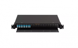 Оптический кросс NIKOMAX 19" Premium Line, 1U, укомплектованный на 16 портов LC/UPC (8 двойных LC/UPC адаптеров), SM 9/125 OS2, выдвижной, с полкой