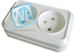 SQ1801-0017, Розетка двойная 2П открытой установки IP20 10А, белая "Ладога"