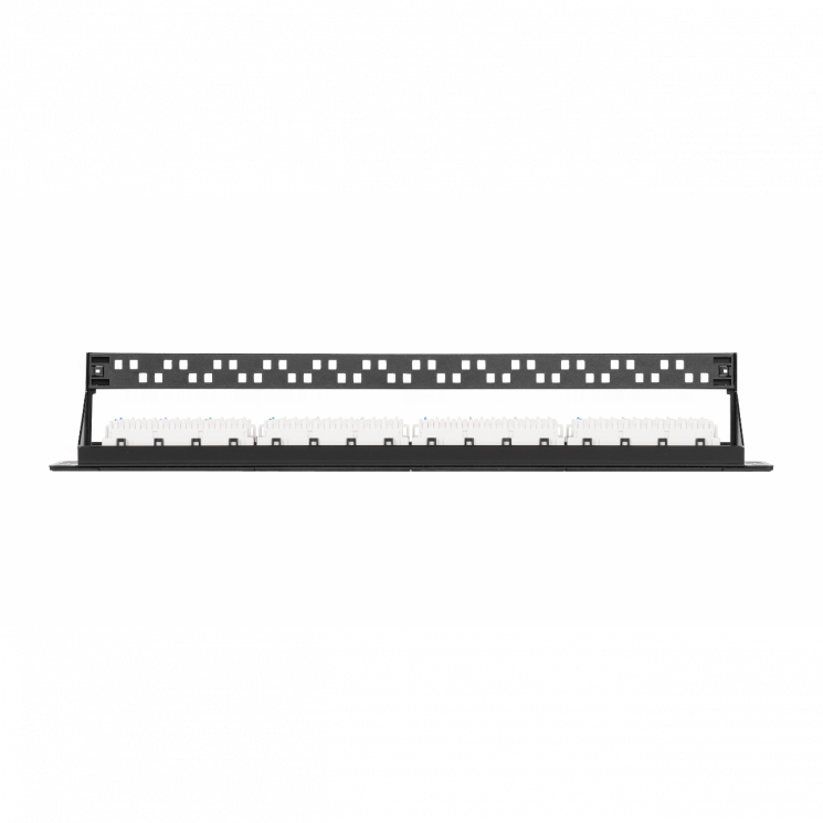 Коммутационная панель NIKOMAX 19", 1U, 24 порта, Кат.5e (Класс D), 100МГц, RJ45/8P8C, 110/KRONE, T568A/B, неэкранированная, с органайзером, черная