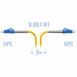 Патчкорд оптический прямой LC/UPC - LC/UPC, SM, Simplex, 2 метра (волокно G.657.A1)