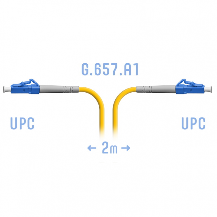 Патчкорд оптический прямой LC/UPC - LC/UPC, SM, Simplex, 2 метра (волокно G.657.A1)