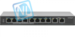 PoE коммутатор неуправляемый PUS-TT08-120M, 8x10/100BASE-TX 802.3af&at + 2x10/100/1000BASE-TX, 120Вт