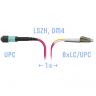 Патчкорд оптический MPO/UPC-8LC/UPC, DPX, MM (50/125 OM3), 1 метр
