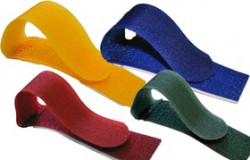 PL9642, Хомут-липучка с клеевой основой 70мм x 20мм, 8 шт/4 цвета (синий, красный, желтый, зеленый)