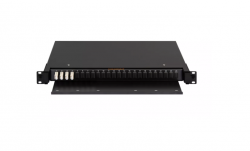 Оптический кросс NIKOMAX 19" Premium Line, 1U, укомплектованный на 8 портов LC/UPC (4 двойных LC/UPC адаптера), MM 50/125 OM2, выдвижной, с полкой