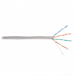 Кабель NIKOLAN U/UTP 4 пары, Кат.5e (Класс D), тест по ISO/IEC, 100МГц, одножильный, BC (чистая медь), 24AWG (0,50мм), внутренний, PVC нг(А), серый, 305м - гарантия: 5 лет / 15 лет системная