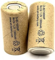D-SC1300HP(ME-1300SC/HP), Аккумулятор никель-кадмиевый Ni-Cd 1300mAh (1шт) 1.2В(23х43мм)