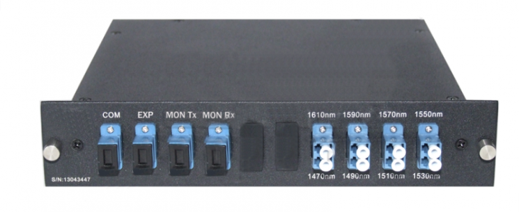 Мультиплексор CWDM одноволоконный 4-х канальный, (trx:1610-1550, 1470-1530), Monitor, UPG