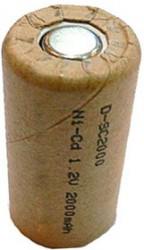 D-SC2000P, Аккумулятор никель-кадмиевый Ni-Cd 2000mAh (1шт) 1.2В(23х43мм)