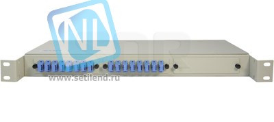 Кросс оптический 19" (ШКОС) укомплектованный на 16 SC портов (комплект с розетками и пигтейлами)