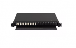Оптический кросс NIKOMAX 19" Premium Line, 1U, укомплектованный на 24 порта LC/UPC (12 двойных LC/UPC адаптеров), MM 50/125 OM2, выдвижной, с полкой