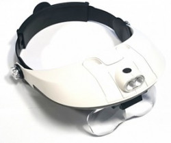 PL4407, Лупа налобная 1.0/2.0/3.0/4.0/5.0/6.0x с подсветкой (2 LED)