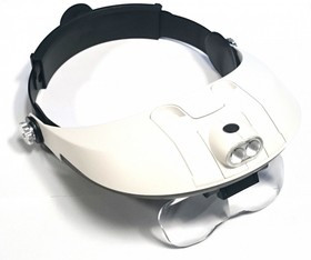 PL4407, Лупа налобная 1.0/2.0/3.0/4.0/5.0/6.0x с подсветкой (2 LED)