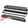 Коммутационная панель SNR, 19" для модулей KeyStone, незагруженная, неэкранированная, 1U, 24 порта, cat.5e, разборная, порты со шторками