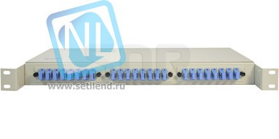 Кросс оптический 19" (ШКОС) укомплектованный на 24 SC портов (комплект с розетками и пигтейлами)