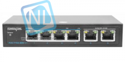 PoE коммутатор неуправляемый PUS-TT04-60M v1, 4x10/100BASE-TX 802.3af&amp;at + 2x10/100/1000BASE-TX, PoE бюджет 60Вт, до 30Вт на порт
