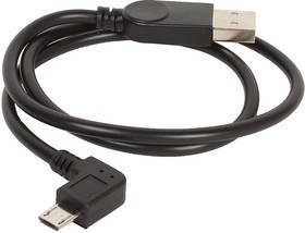 PL1299, Кабель USB2.0 A вилка - Micro USB, угловой, черный, 1м