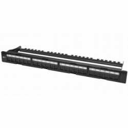 Коммутационная панель SNR, 19" для модулей KeyStone, незагруженная, неэкранированная, 1U, 24 порта, разборная, порты без шторок