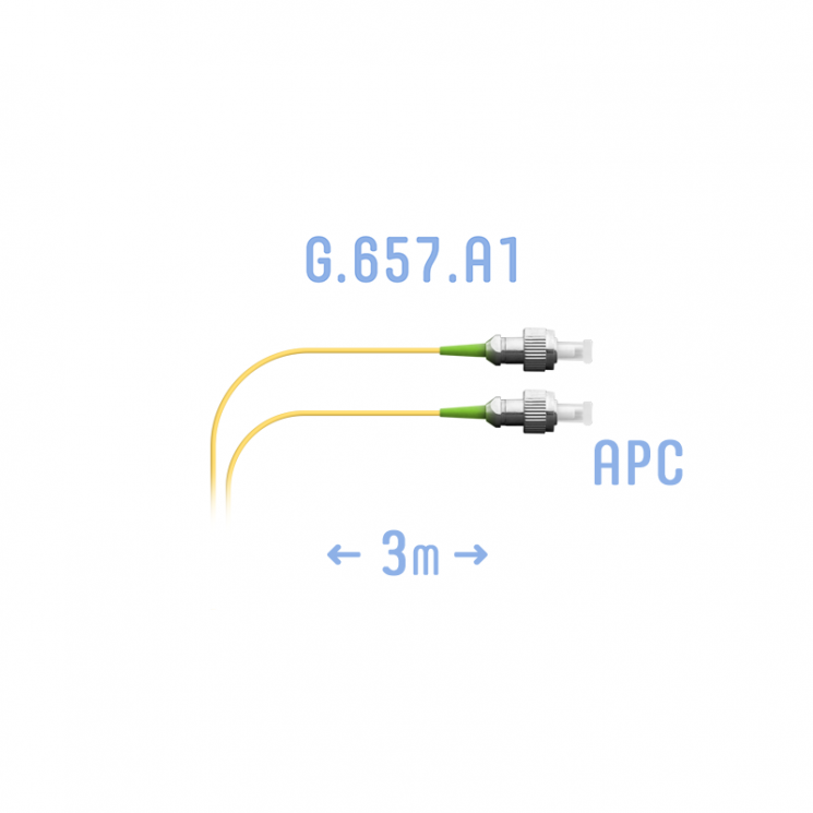 Шнур монтажный оптический FC/APC SM G.657.A1 3 метра