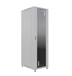 19" Напольный серверный шкаф NTSS ПРЕМИУМ 42U 600x600 мм, передняя дверь стекло, задняя глухая металл, боковые стенки, регулируемые опоры, RAL 7035