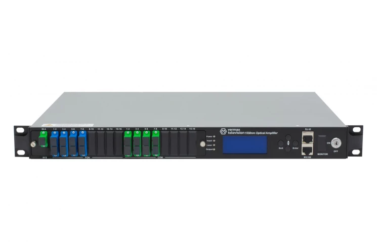 Оптический усилитель VERMAX для сетей КТВ, 1 вход, 8*15dBm выход, CWDM 1310/1490/1550, RT1, 1U