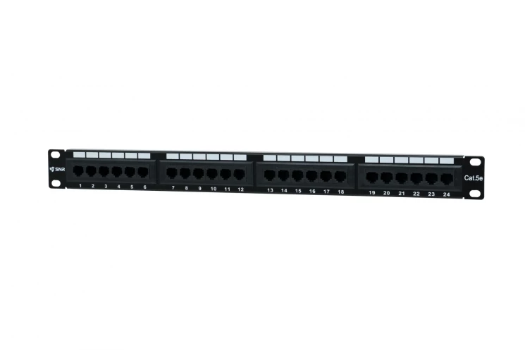 Коммутационная панель SNR, 19" неэкранированная, 1U, 24 порта, cat.5e, горизонтальная заделка