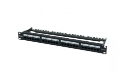 Коммутационная панель SNR, 19" неэкранированная, 1U, 24 порта, cat.6А, горизонтальная заделка