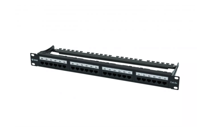 Коммутационная панель SNR, 19" неэкранированная, 1U, 24 порта, cat.6А, горизонтальная заделка